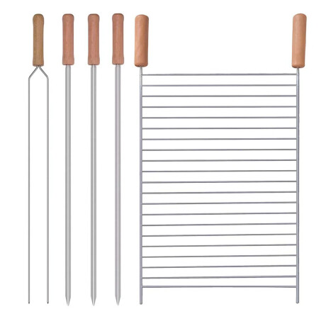 Set Asador con Parrillero Rodeio Mor + Cubiertos Asado X4 Negro