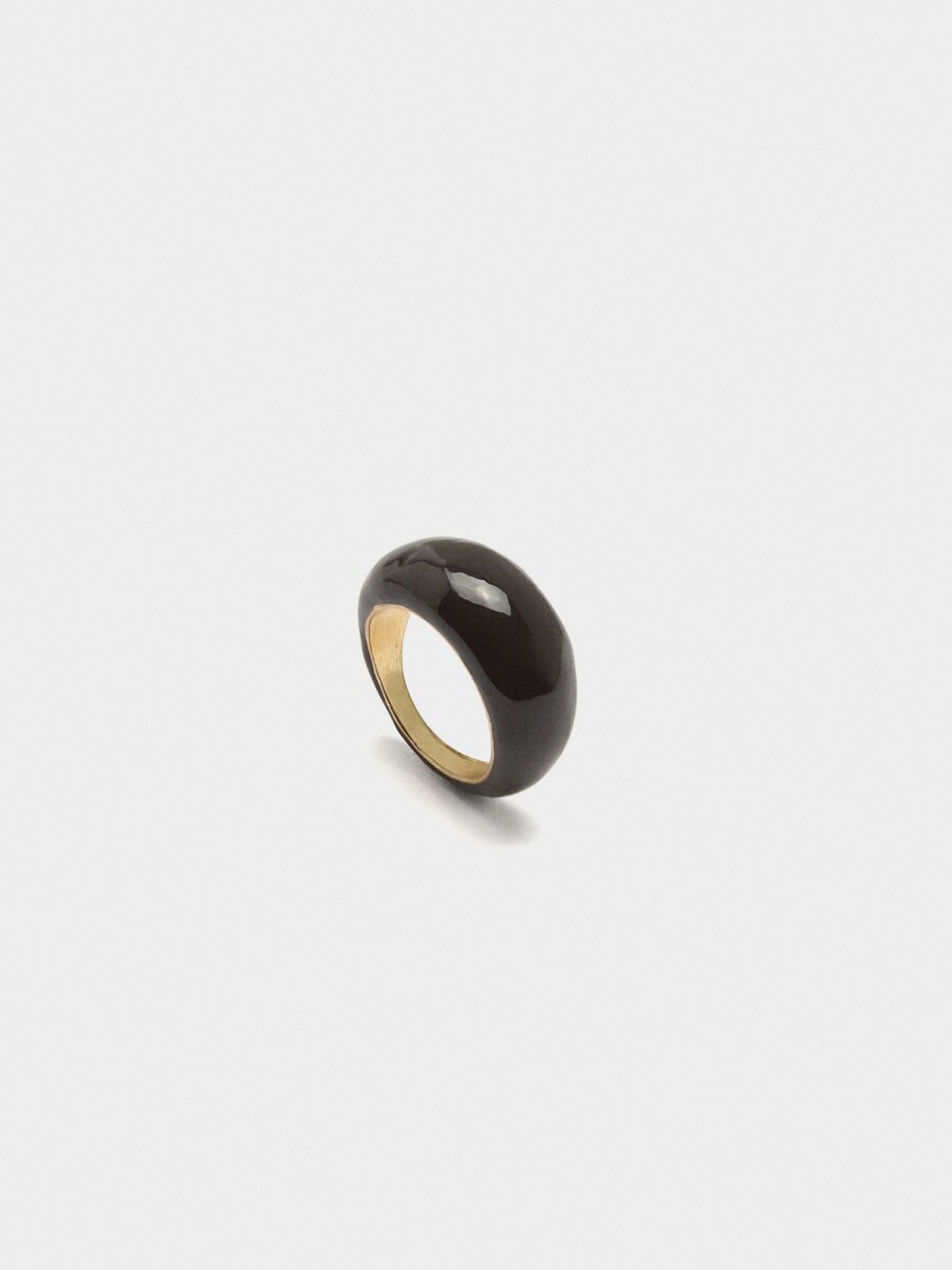 Anillo Redondeado Con Esmalte marron