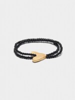 Pulsera Elástica Con Abalorios Y Corazón negro
