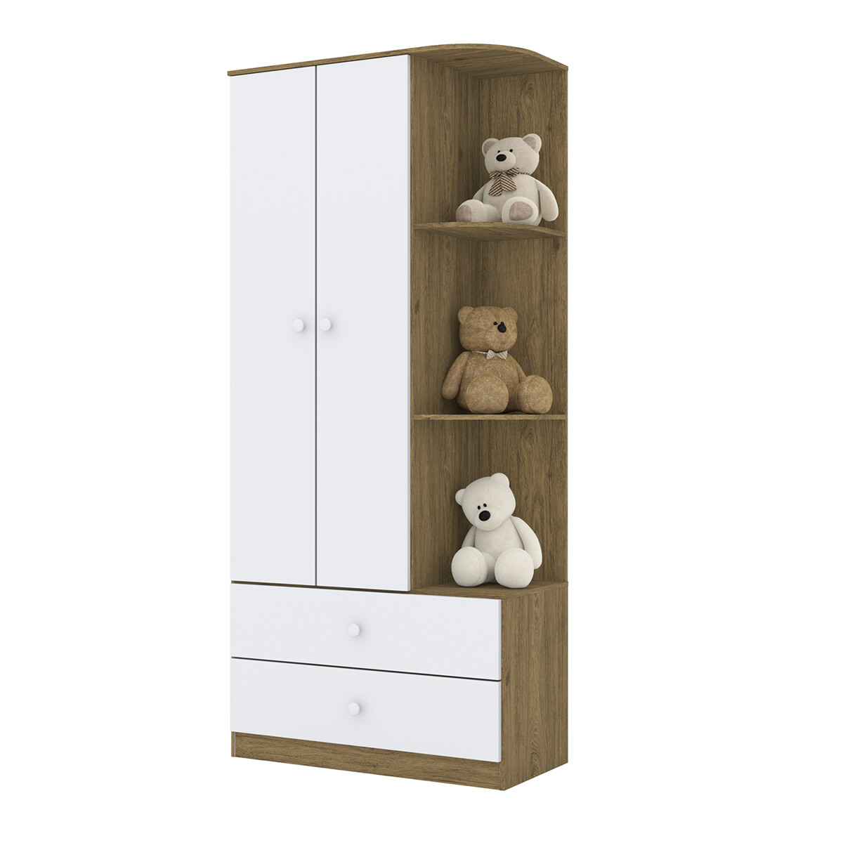 ROPERO 2 PUERTAS 2 CAJONES GUARDARROPA ARMARIO PLACARD CLOSET INFANTIL - MARRON 