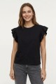 Remera con volados en hombro NEGRO