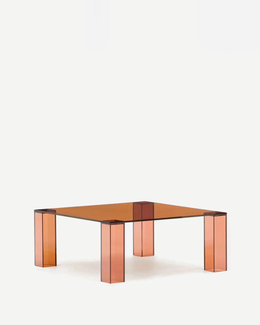 Mesa auxiliar Adularia de cristal templado marrón 85 x 85 cm