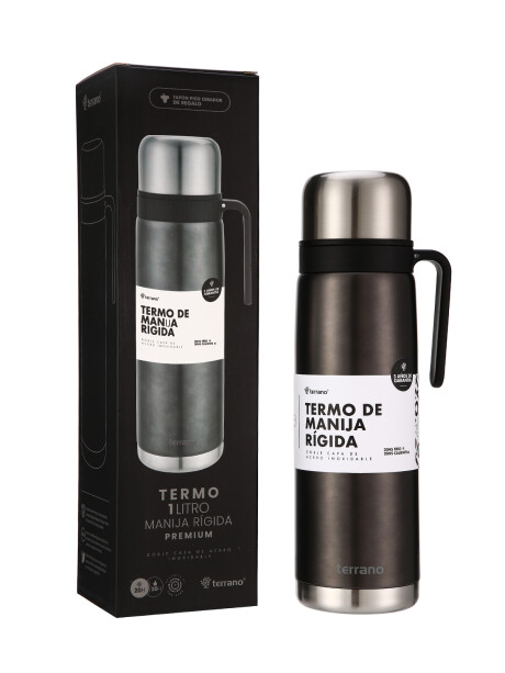 Termo 1Lt. Premium Manija Rigida Metalizado Negro