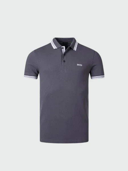 BOSS -Remera polo de algodón, regular fit, PADDY Gris Oscuro