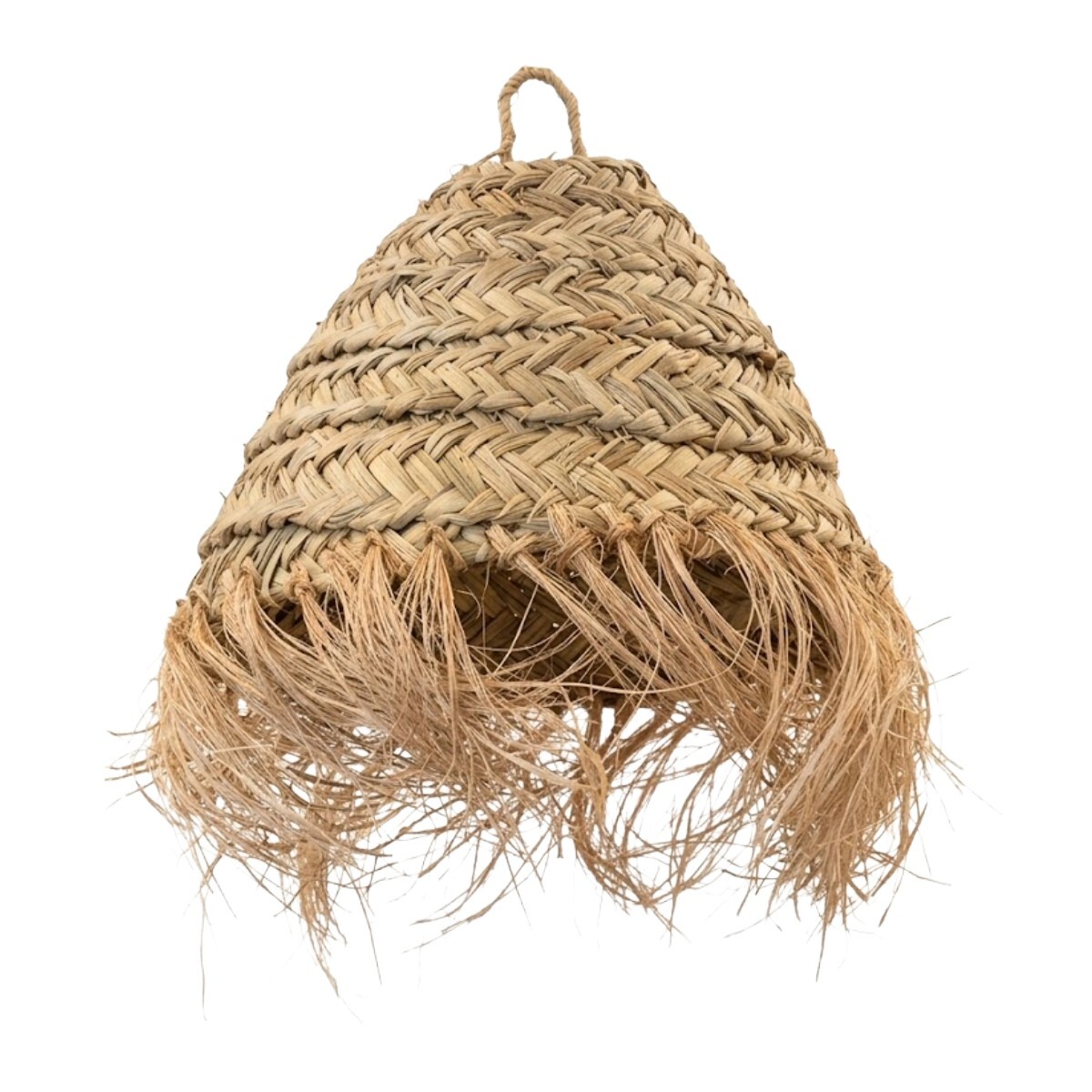 PANTALLA COLGANTE BEIGE C/FLECOS 