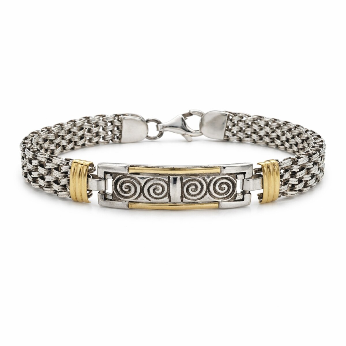 Pulsera Malla Tejida/ Espirales - Plata y oro - PU5165 - sinpiedra 