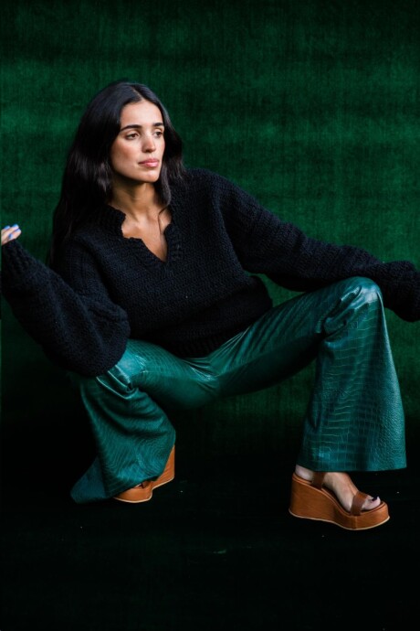 Formal Leather Pants Crocco Verde