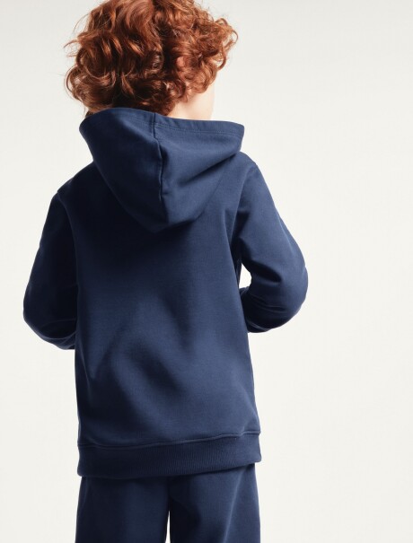 SUDADERA BÁSICA UNISEX DE FELPA CON CAPUCHA AZUL