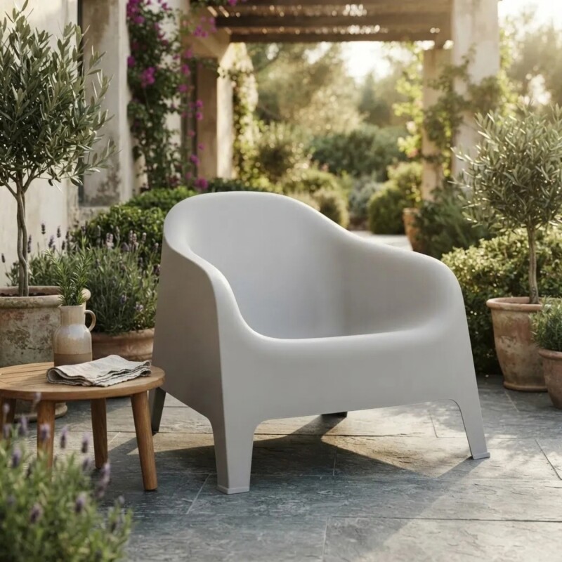 Silla Plastico Skarpo Jardin Liso Gris