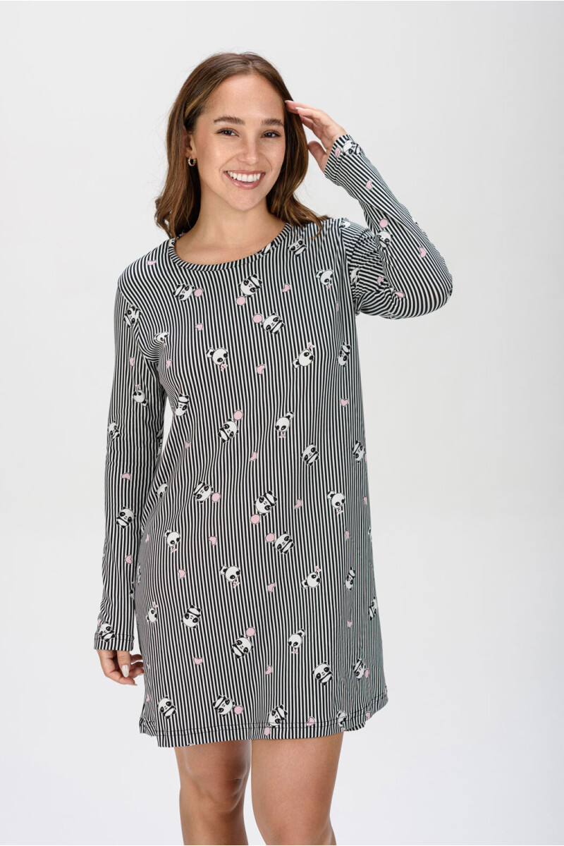 CAMISÓN ESTAMPADO BLANCO Y NEGRO