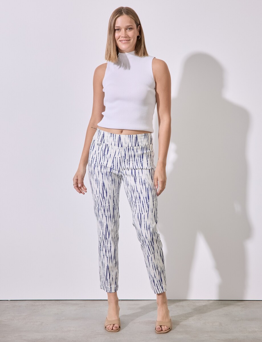 Pantalon Print - Blanco/azul 