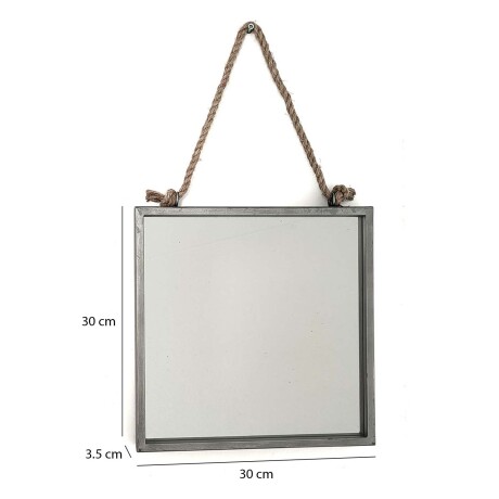 Espejo Cuadrado Colgante 30x30x3.5Cm Hogar Adorno Decoración Gris
