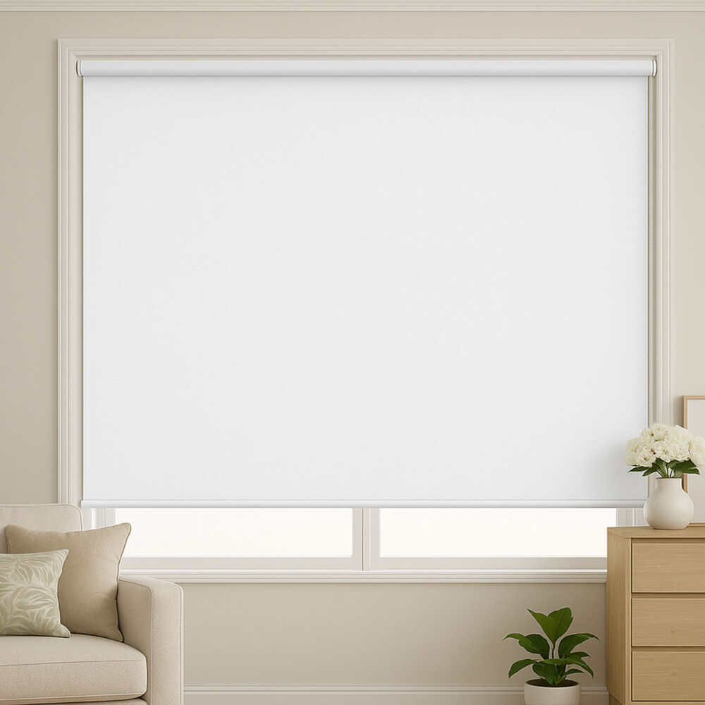 Cortina Blackout Texturada 100% opaca roller 1.80x2.00m Blanco