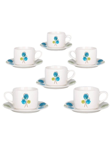 SET 6 TAZAS DE TE 220ML C/PLATO CIRCULOS SET 6 TAZAS DE TE 220ML C/PLATO CIRCULOS