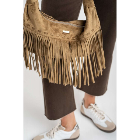 Cartera Flecos Gamuza Vegana Camel