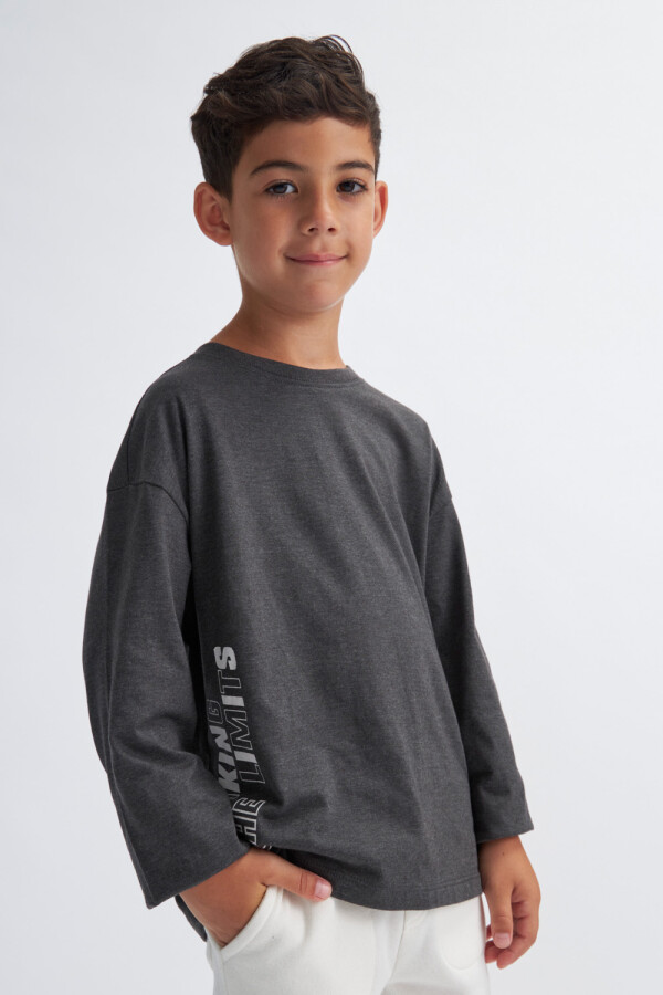 Camiseta manga larga estampada Gris