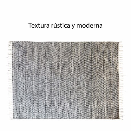 Alfombra Grande Estilo Jaspeada Flecos Natural Y Navy Natural/navy