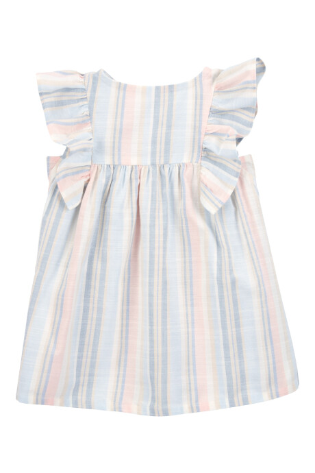 Vestido de viscosa Ecovero, con volados, diseño a rayas Sin color