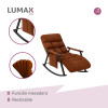 Sillón Reposera Lumax Mecedora Respaldo bolsillo Ajustable Marron