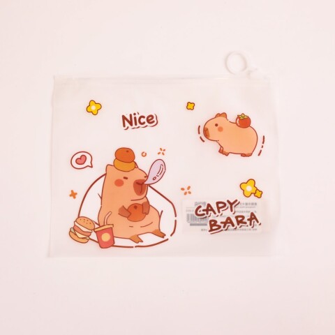 BOLSA CON CIERRE DE CAPIBARA ADORABLE BOLSA CON CIERRE DE CAPIBARA ADORABLE