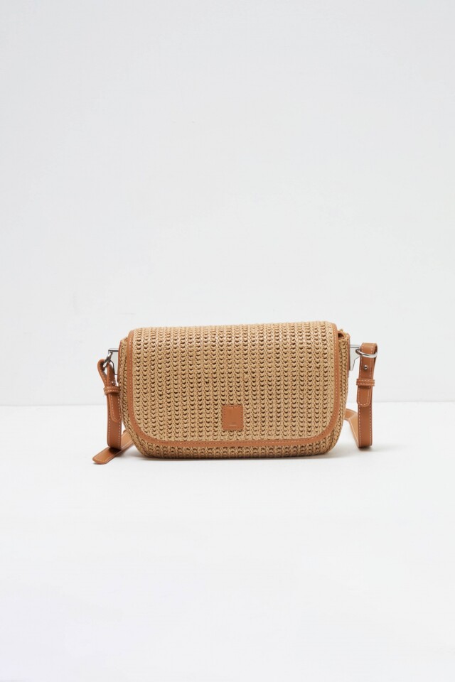 Bandolera de rafia tostado