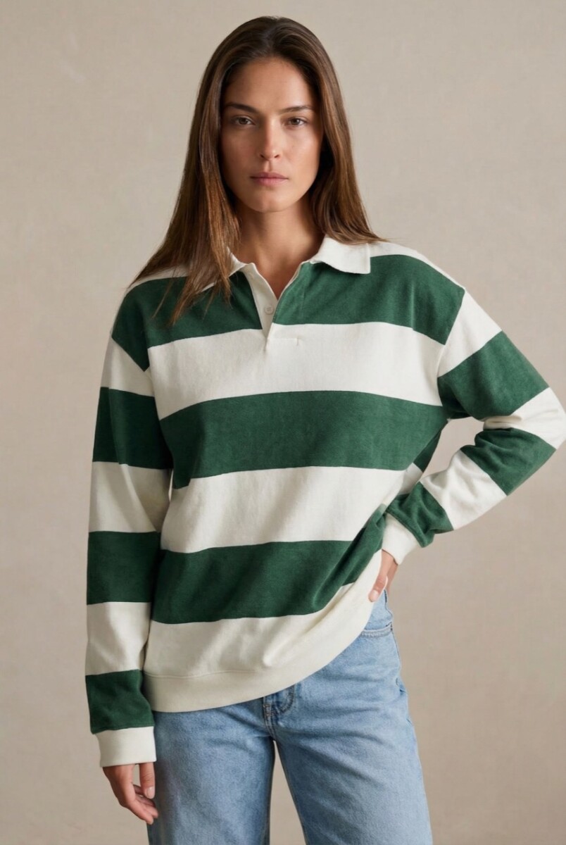 Sweater Polo Rayas - Verde 