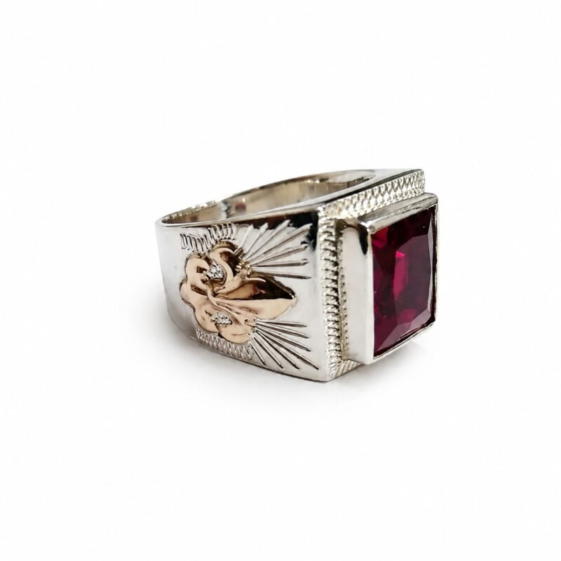 Anillo sello caballero piedra rectangular Rubi Anillo sello caballero piedra rectangular Rubi