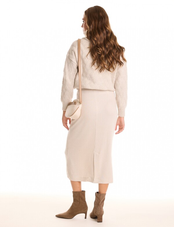 Falda Midi Tejida BEIGE CLARO