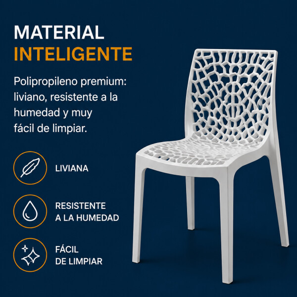 Silla Comedor ComboHome Gruvyer Pack X4 Blanco 1