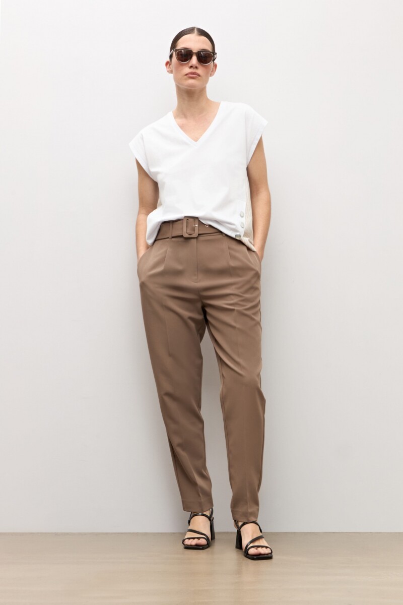 Remera combinada con botones - blanco 