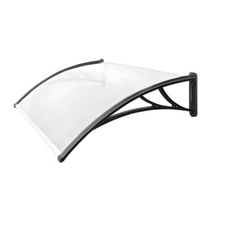 Alero Policarbonato Transparente Y Soporte Negro 1.2 X 1.0 M Blanco