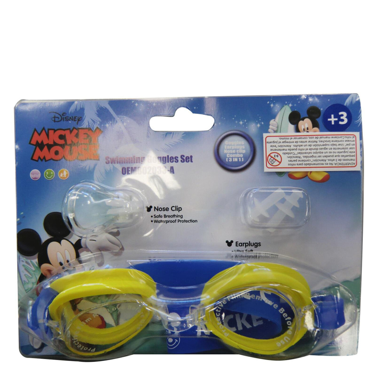 Lentes Disney Antiparras Mickey c/Tapones - Amarillo 