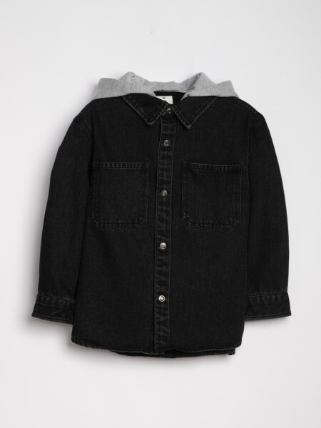 Sobrecamisa Jean Con Capucha Negra