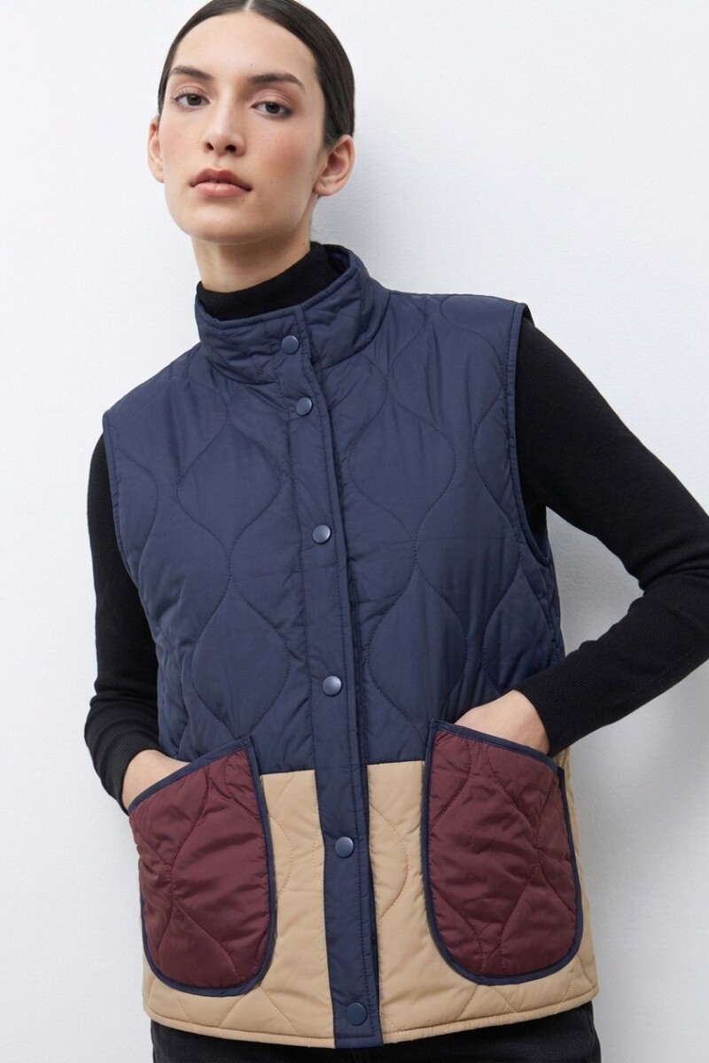 Chaleco capitoneado reversible azul marino