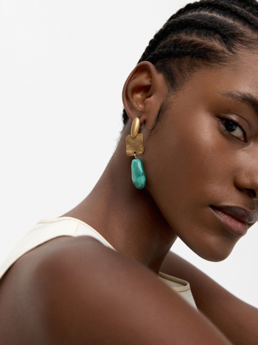 Pendientes Largos Efecto Piedra azul