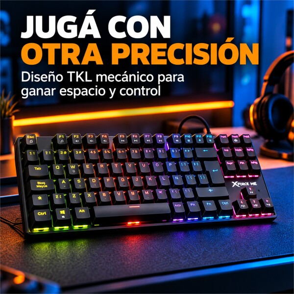 Teclado Gamer Mecánico RGB Xtrike Me GK-989B Anti-ghosting Color Negro