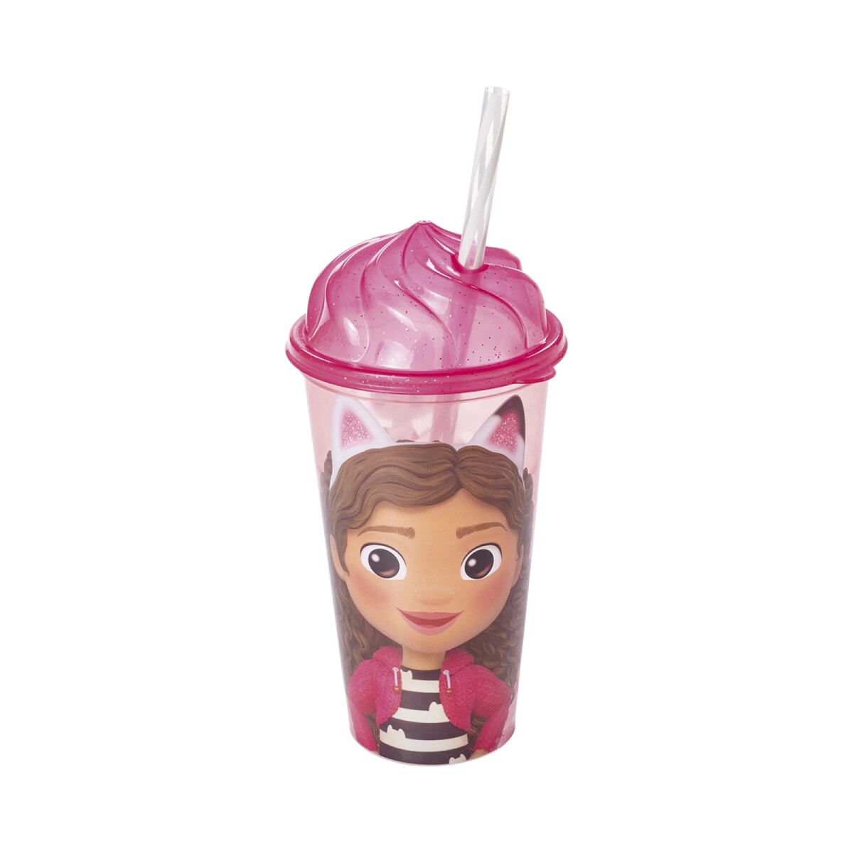 Vaso Plástico Milkshake Disney con Forma y Pajita 500ML - GABBY 