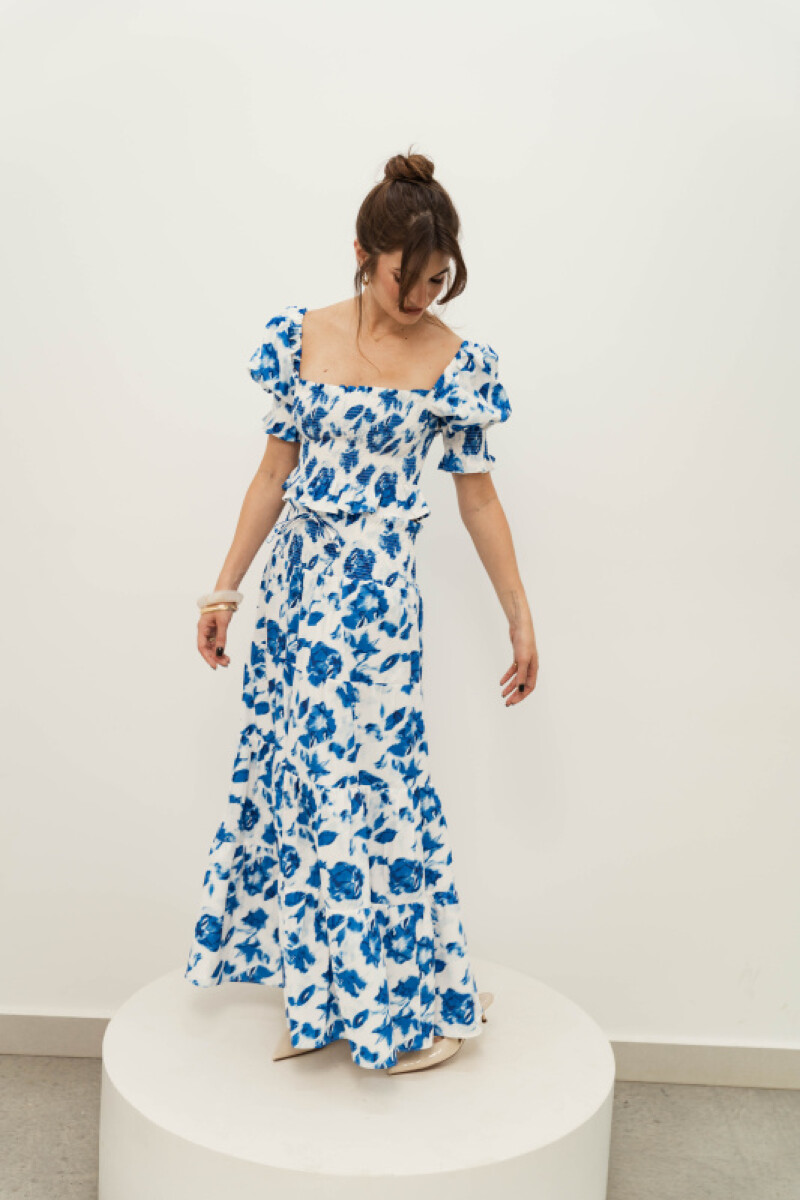 FALDA AURELIA FLORAL BATIK BLUE FALDA AURELIA FLORAL BATIK BLUE