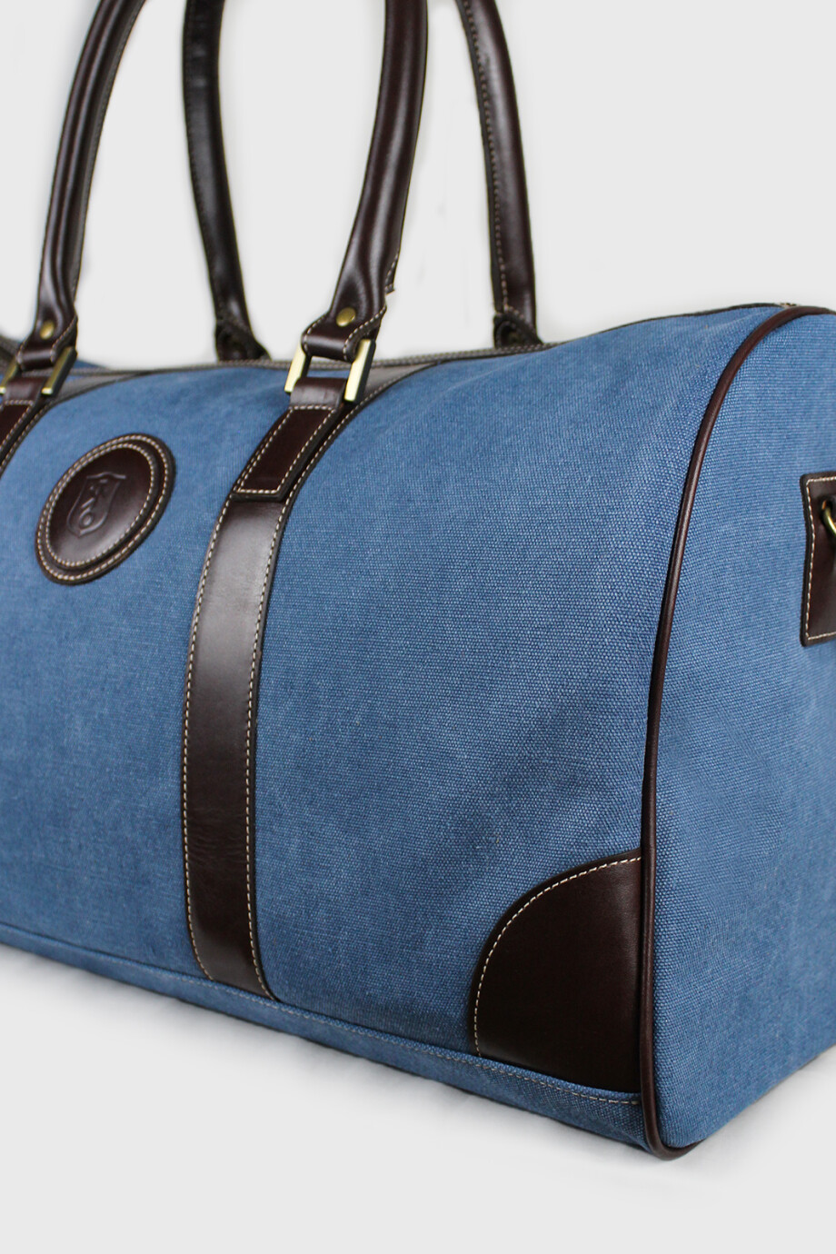 Bolso Cuero y Lona Federico Azul