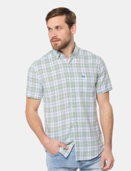 CAMISA DE LINO A CUADROS Verde