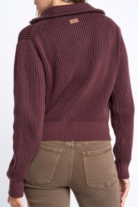 Campera Tejida Algodon Burdeos