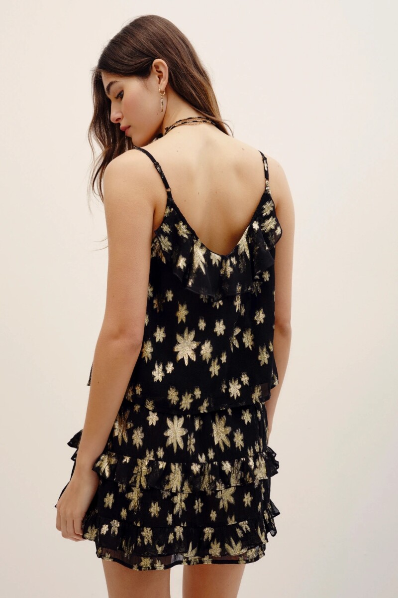 TOP FRILLS JACQUARD Negro