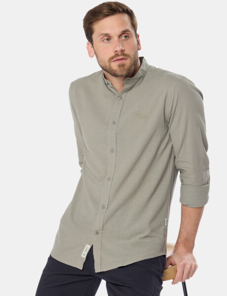 CAMISA DE LINO CUELLO MAO Verde