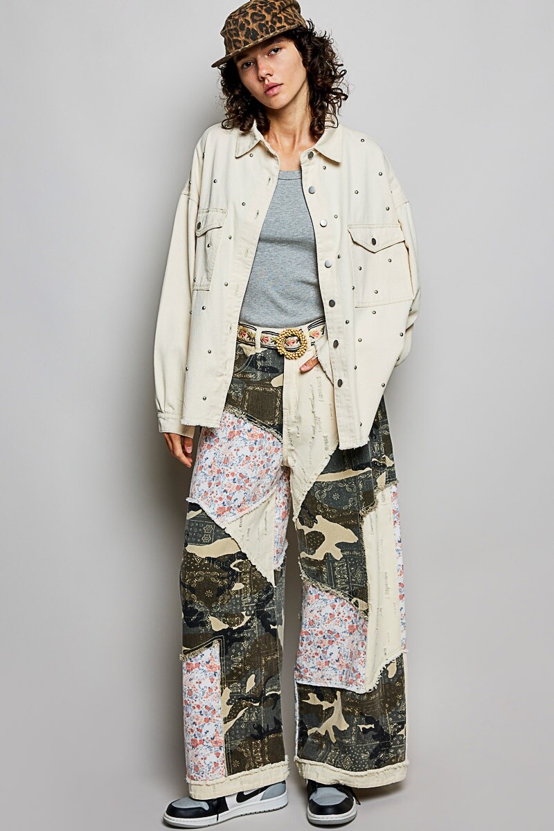CHAQUETA CON TACHAS Natural