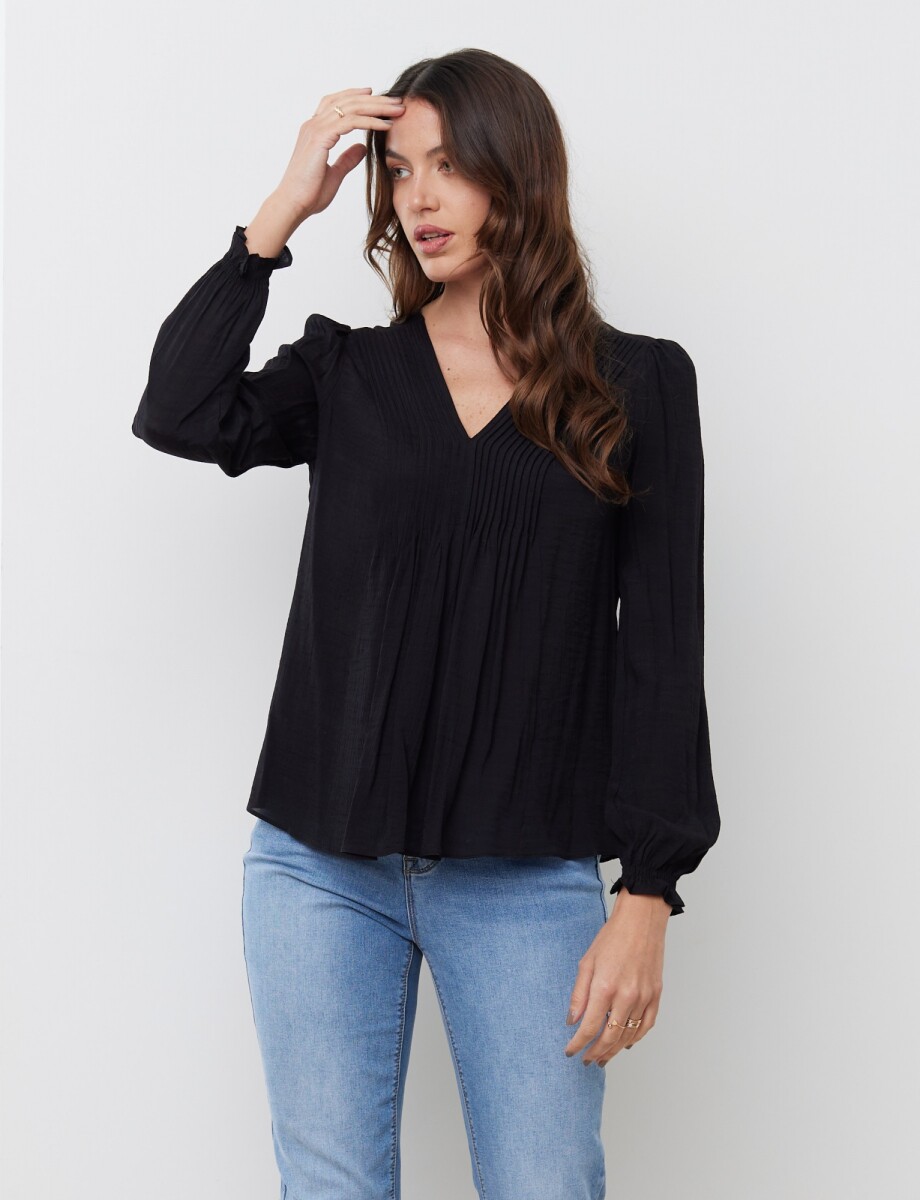 Blusa Plisada - Negro 