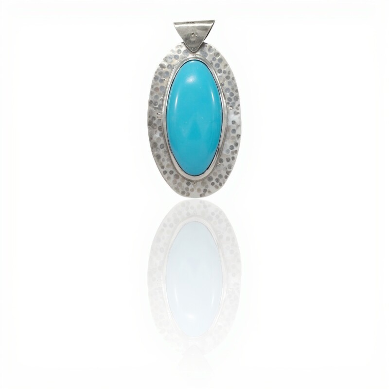 Dije Colgante Oval-Plata 925-Turquesa-CP4464 conpiedra