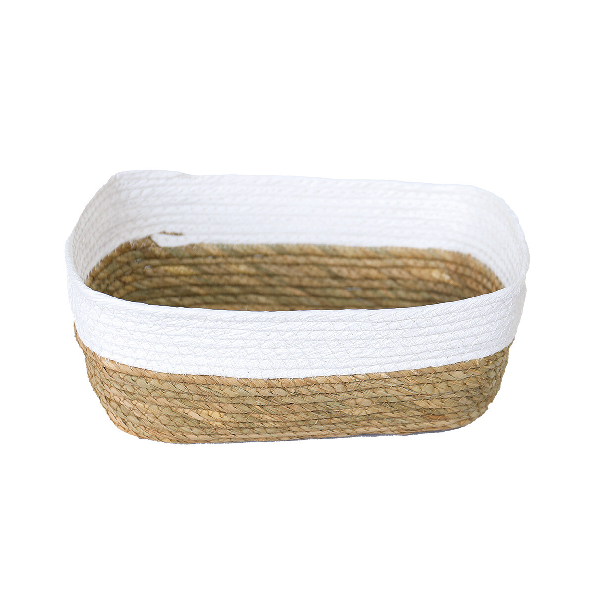 CESTO DE FIBRA NATURAL 30X23X11 CM BLANCO 
