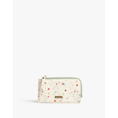 Tarjetero Horizontal Con Cierre Estampado Flores