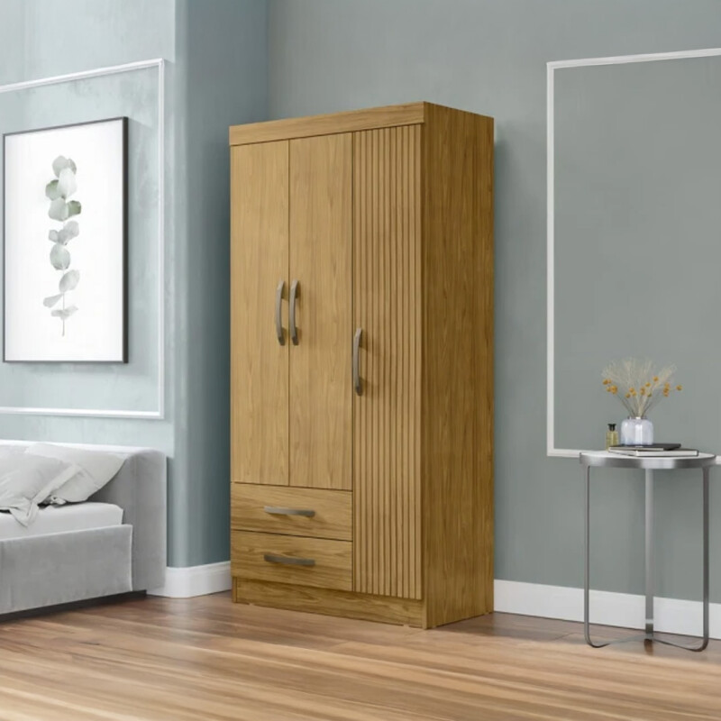 Ropero 3 Puertas 2 Cajones 5 Estantes Terrano Almendra Ropero 3 Puertas 2 Cajones 5 Estantes Terrano Almendra