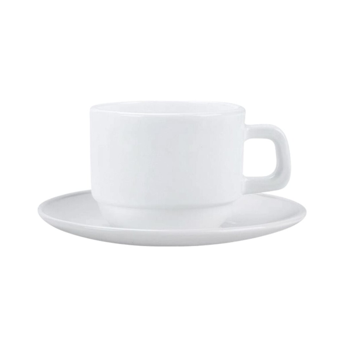 TAZA DE CAFE 190ML C/PLATO OPALINA BLANCO 